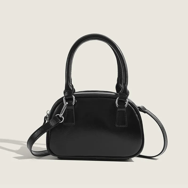 Women's small square PU handbag in retro style with sandwich pocket, 20x8x13cm, shown in brown