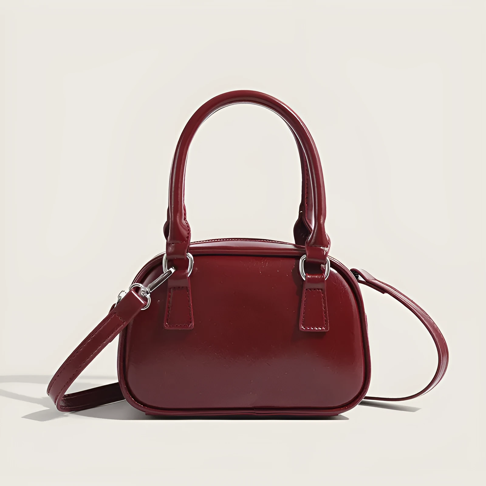 Women's small square PU handbag in retro style with sandwich pocket, 20x8x13cm, shown in brown