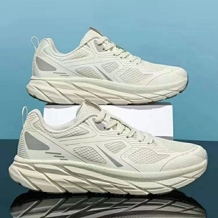 Unisex casual running shoes with mesh upper in red, beige, green, grey, and black colour options