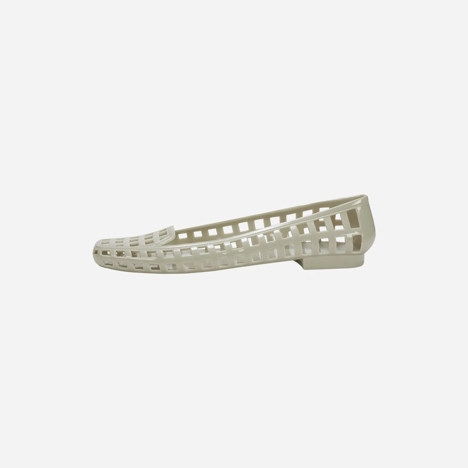 Women's transparent square toe PVC gel slipper on a neutral background, showing the distinctive toe shape.
