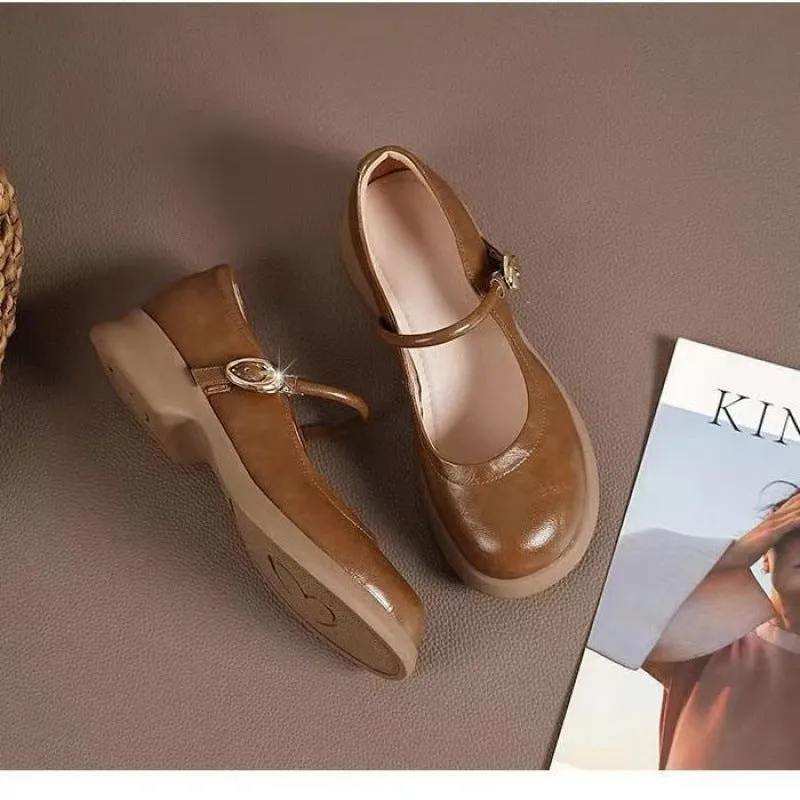 Flat Fairy Style cheongsam leather shoes with skull pattern print and a wedge heel.