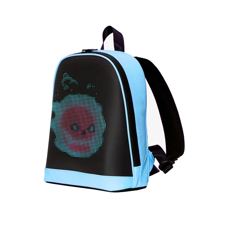 Waterproof leisure backpack with LED display, anti-theft pocket, 26x11x30cm, PU material, breathable polyester lining
