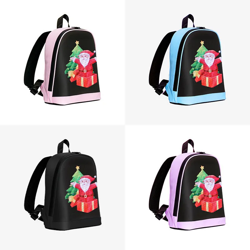 Waterproof leisure backpack with LED display, anti-theft pocket, 26x11x30cm, PU material, breathable polyester lining