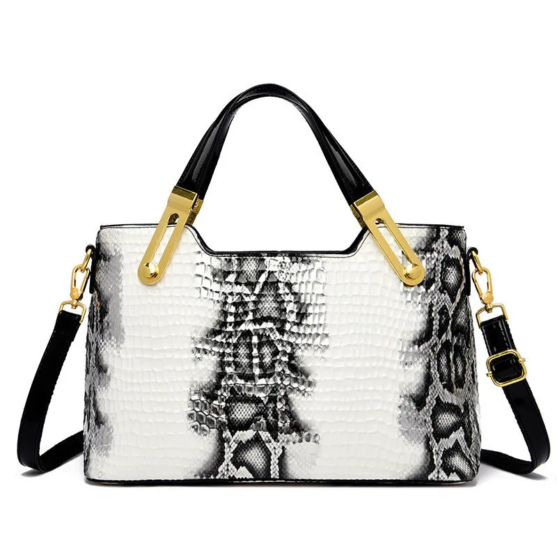 Black horizontal square messenger bag with chain strap and multiple compartments