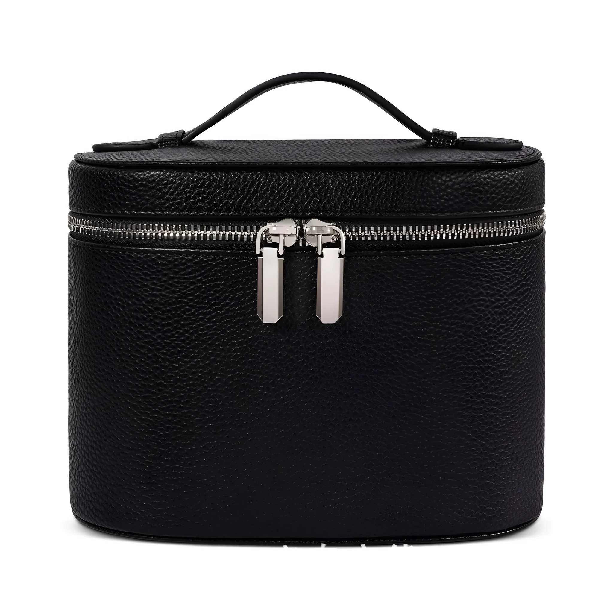 Removable elastic band cosmetic bag in black, portable travel stereo design with PU material