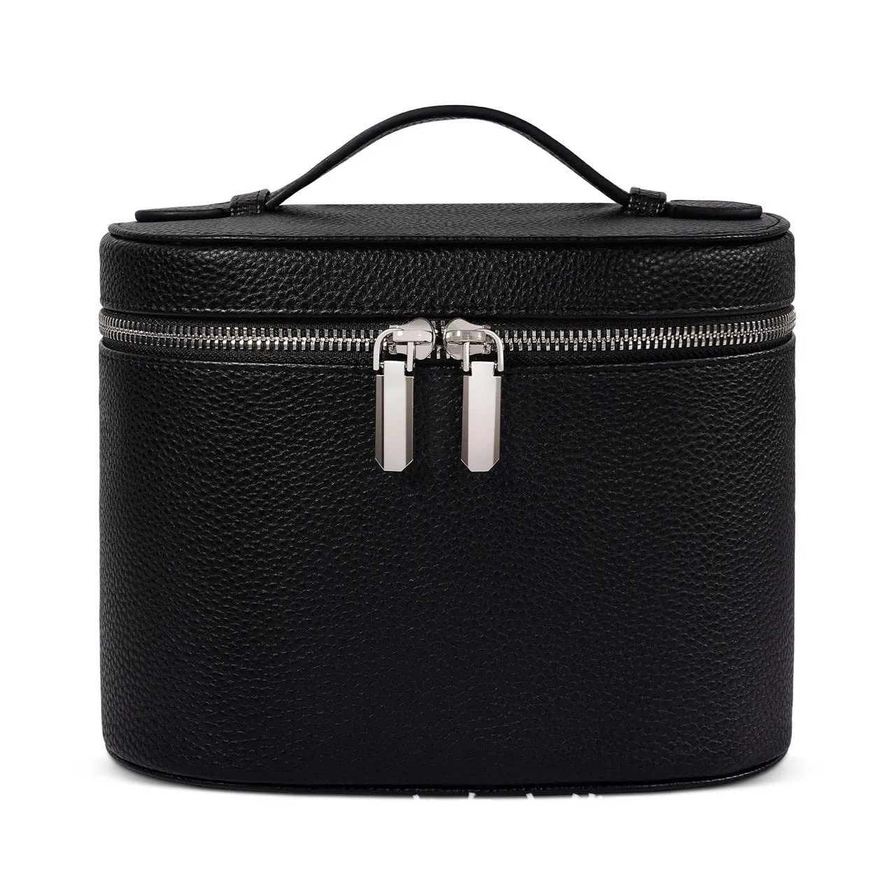 Removable elastic band cosmetic bag in black, portable travel stereo design with PU material