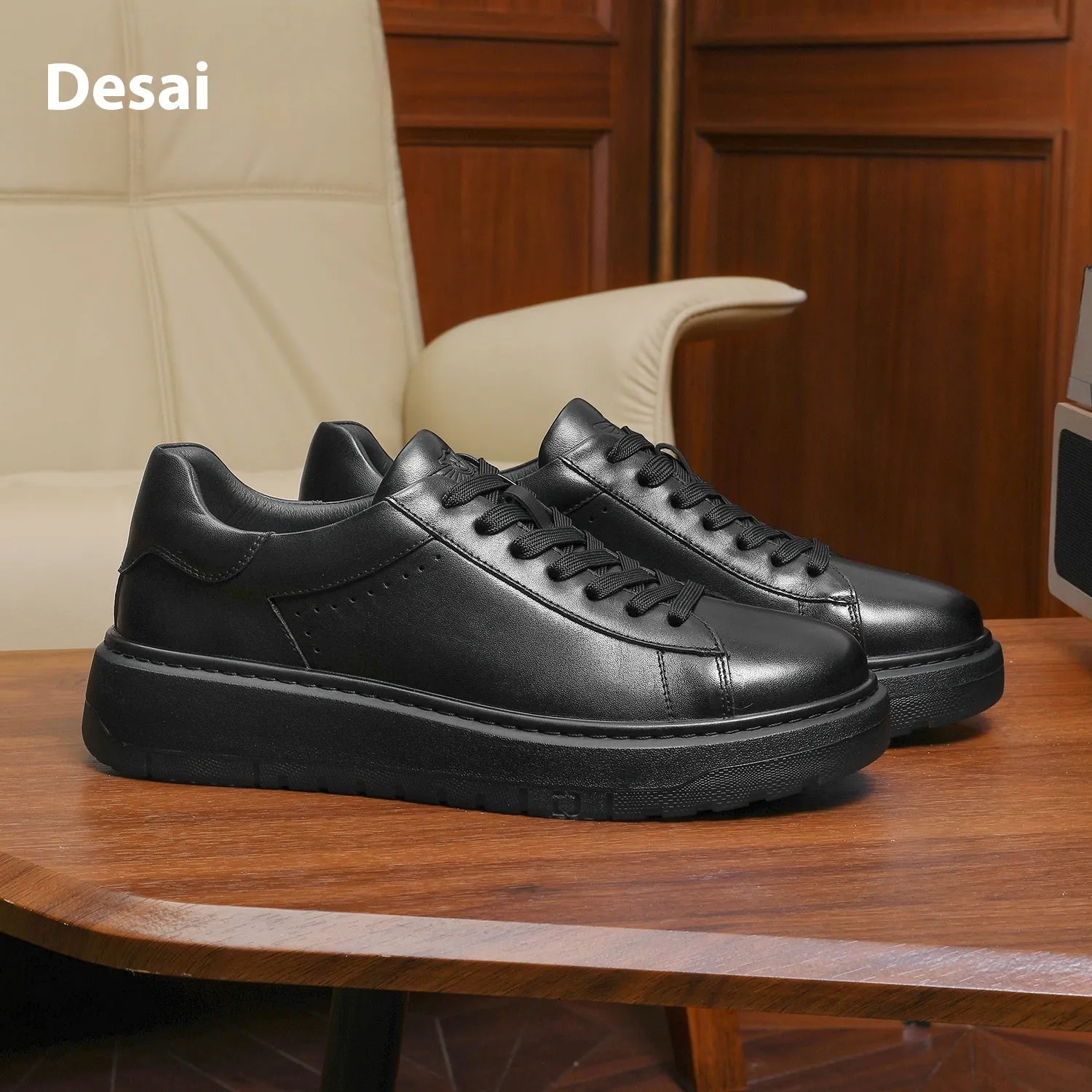 Men's breathable casual sneakers in first layer cow leather, solid white colour, flat heel design, sizes 37 to 45