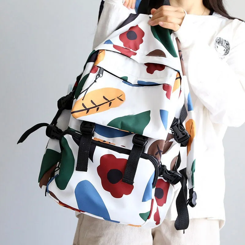 Women's large capacity leisure travel backpack in nylon, solid colour, black or white, ultra light design.