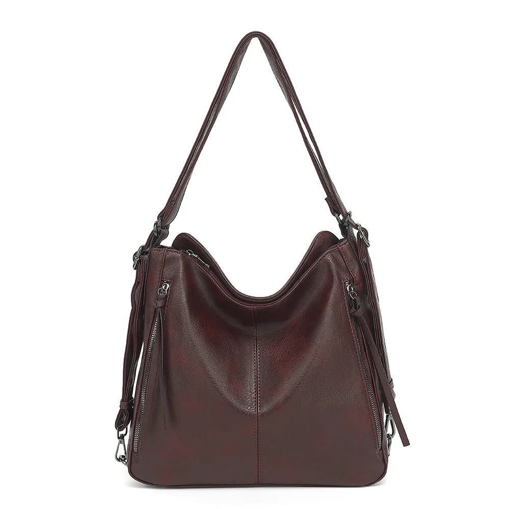 Travel multi-functional shoulder messenger bag in PU with square vertical shape and sandwich pocket, available in multiple colours