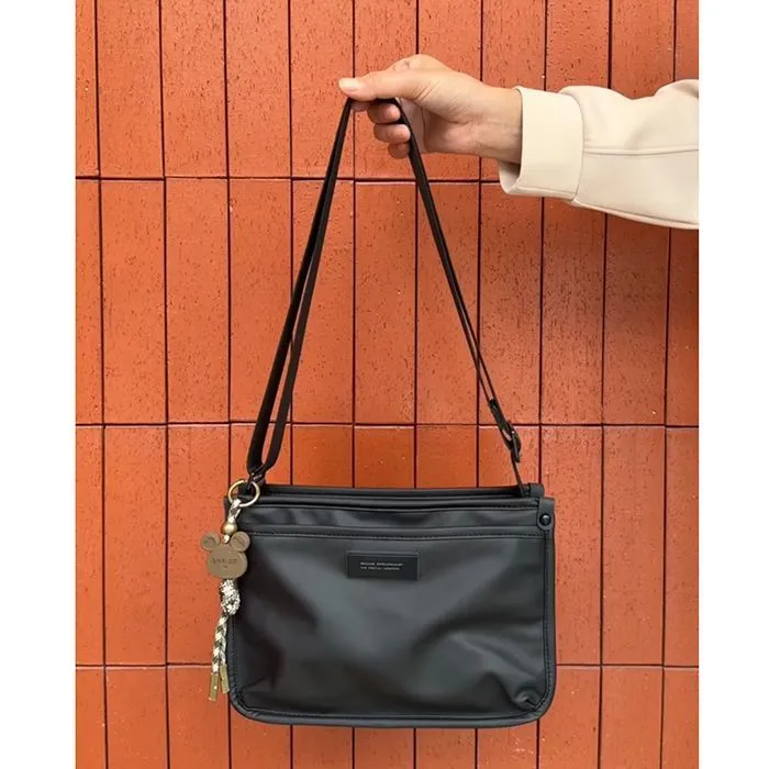 Small square crossbody bag in trendy cool colour made from Oxford cloth with street trend styling