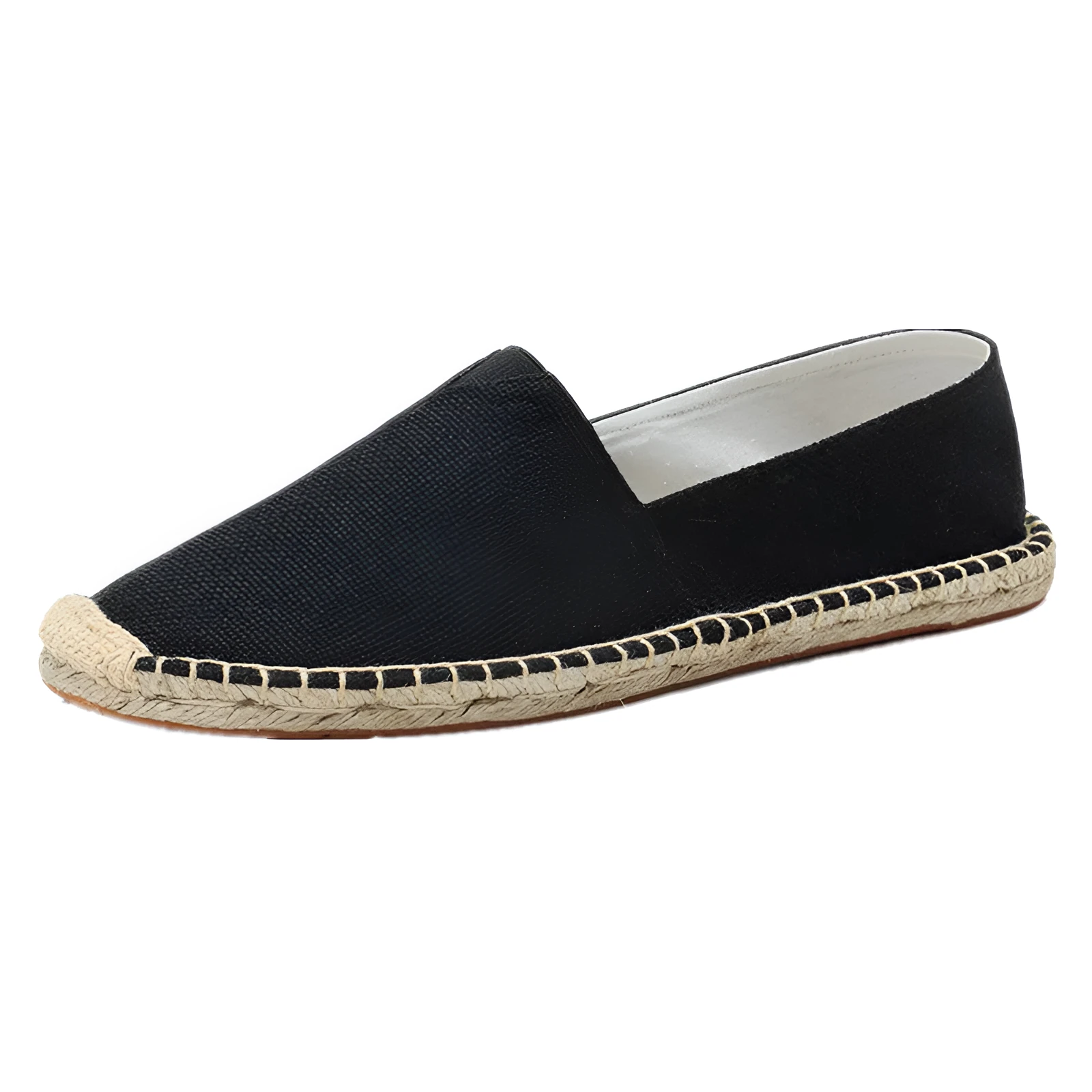 Canvas slip-on fisherman shoes in solid colour with elastic band and round toe for men and women