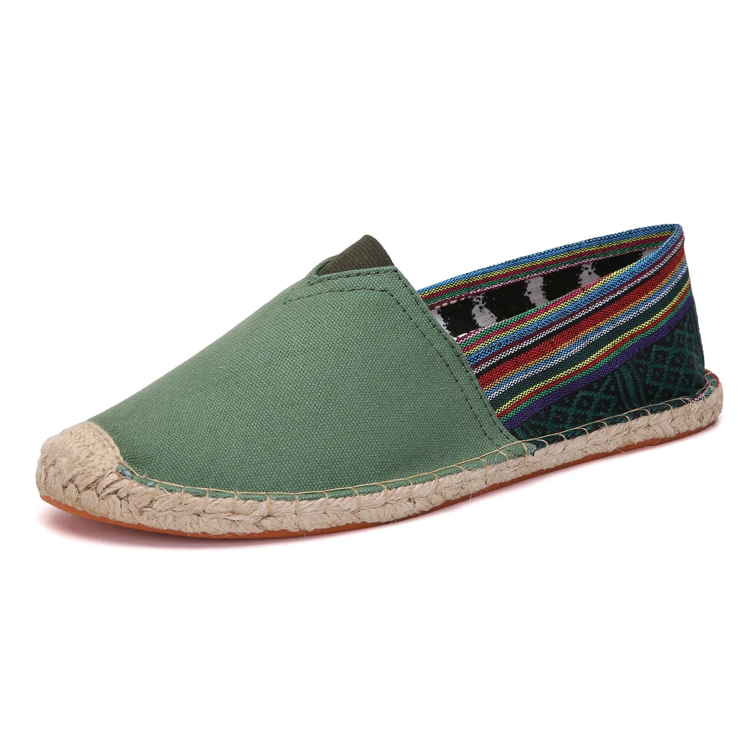 Canvas slip-on fisherman shoes in solid colour with elastic band and round toe for men and women