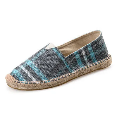 Canvas slip-on fisherman shoes in solid colour with elastic band and round toe for men and women