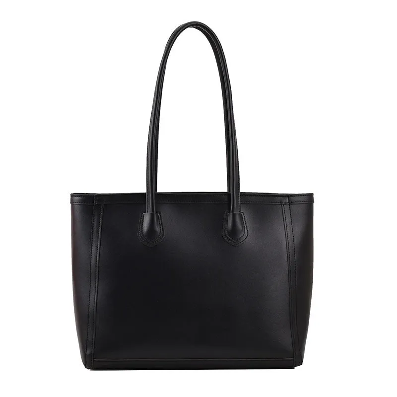 Horizontal square PU tote shoulder bag in khaki colour with smooth finish