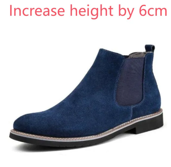 Men's cowhide leather frosted Martin boots with round toe and anti-slip rubber sole in black