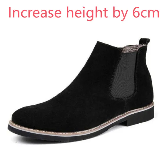Men's cowhide leather frosted Martin boots with round toe and anti-slip rubber sole in black