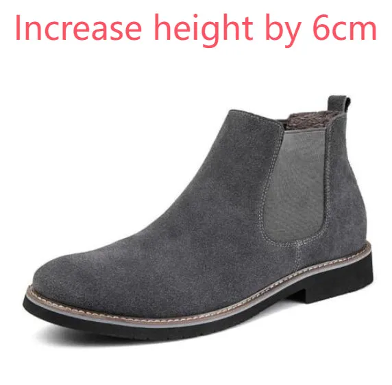 Men's cowhide leather frosted Martin boots with round toe and anti-slip rubber sole in black
