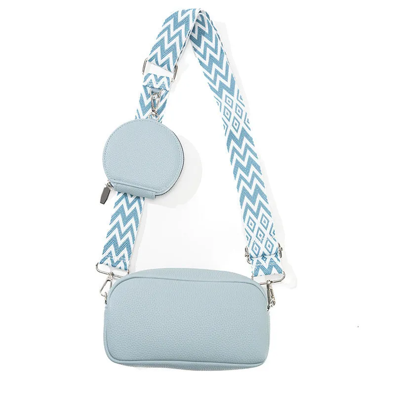 Women's soft PU crossbody bag in horizontal square shape with single strap and zippered interior
