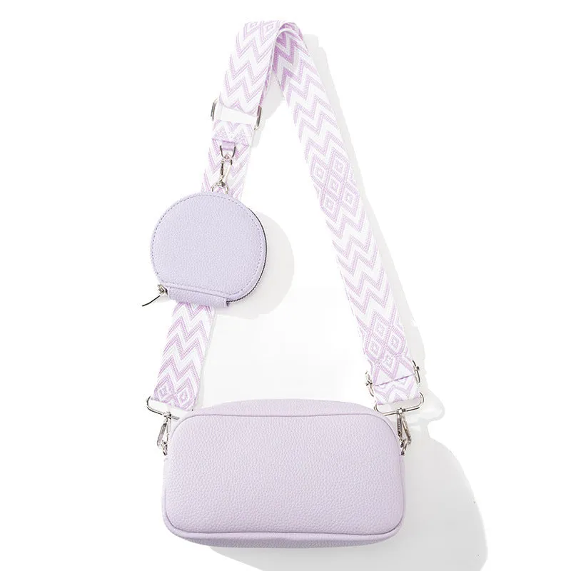 Women's soft PU crossbody bag in horizontal square shape with single strap and zippered interior