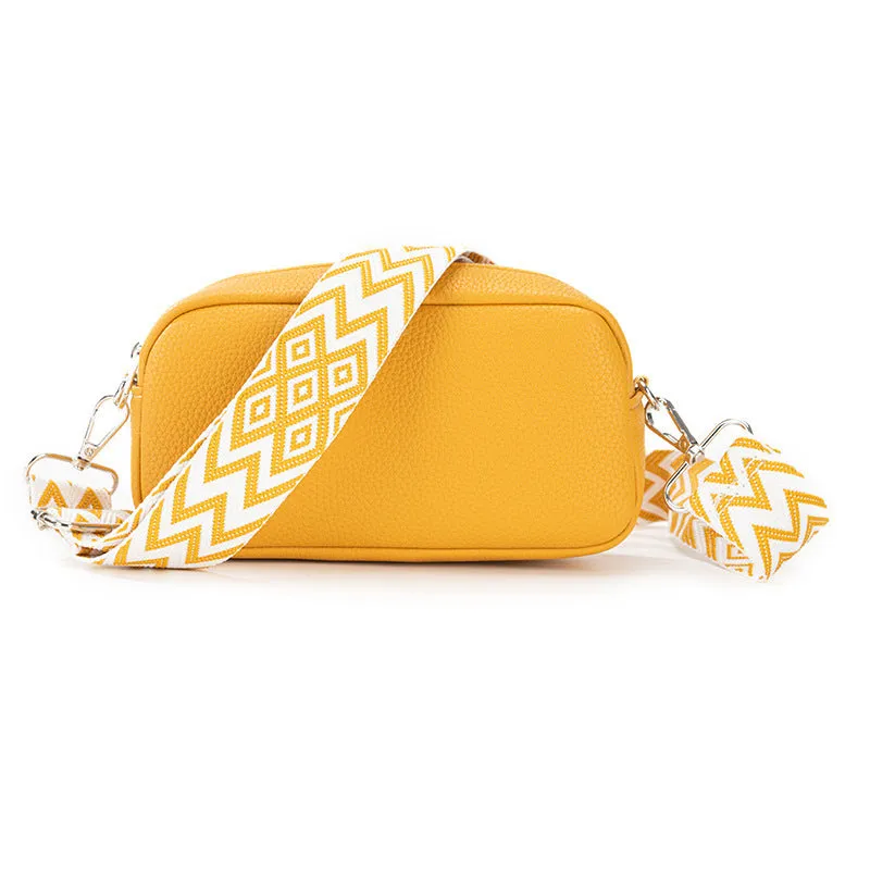 Women's soft PU crossbody bag in horizontal square shape with single strap and zippered interior