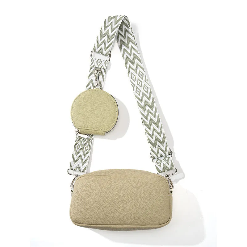 Women's soft PU crossbody bag in horizontal square shape with single strap and zippered interior