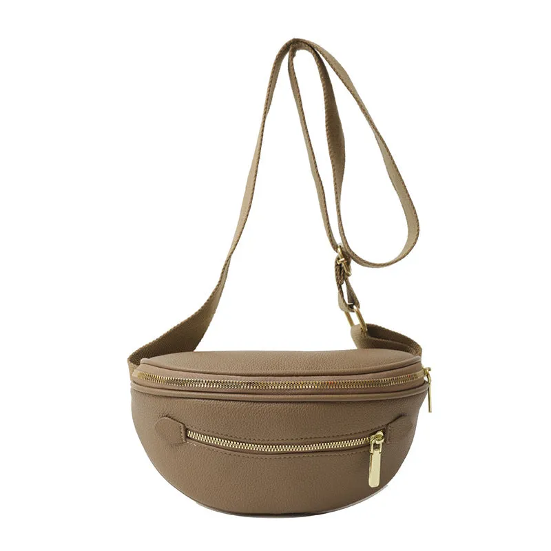 Retro women's single shoulder crossbody bag in PU leather with stitched detail, black colour, front view