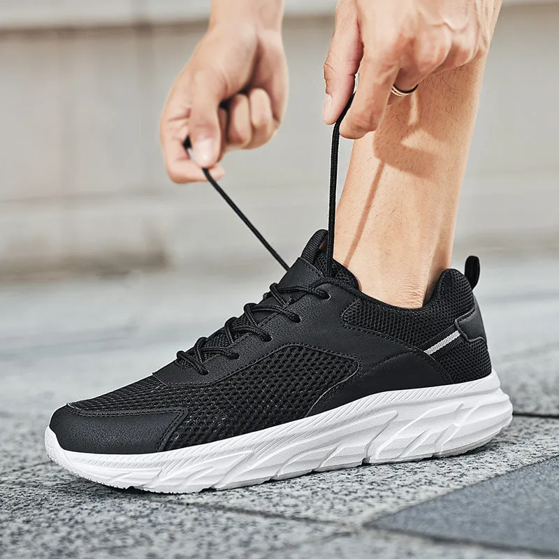 Men's lightweight casual mesh running shoes in beige with breathable EVA sole and low top design