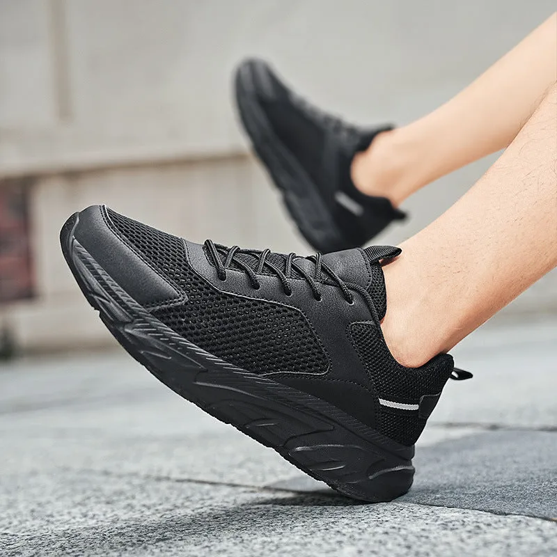 Men's lightweight casual mesh running shoes in beige with breathable EVA sole and low top design