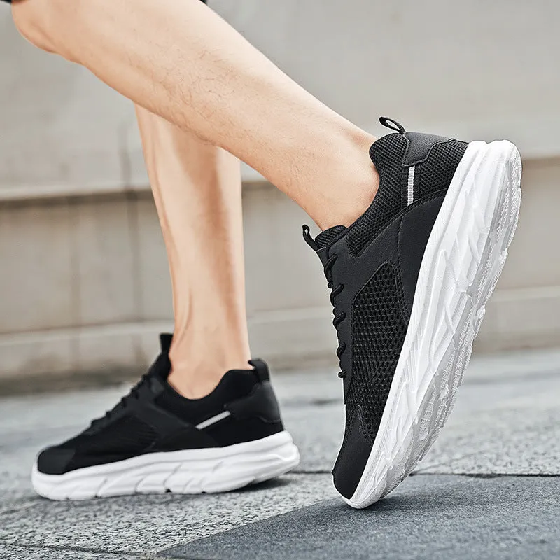Men's lightweight casual mesh running shoes in beige with breathable EVA sole and low top design