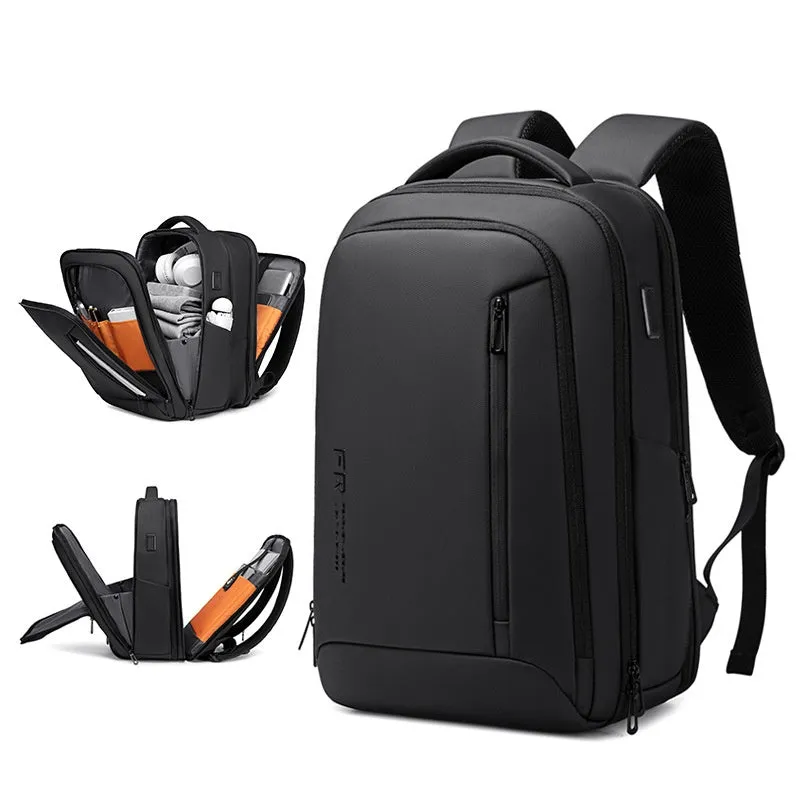 Black Urban Simplicity Oxford cloth waterproof business computer bag with sewing detail, 20-35L capacity