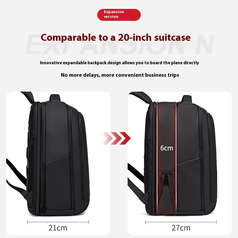 Black Urban Simplicity Oxford cloth waterproof business computer bag with sewing detail, 20-35L capacity