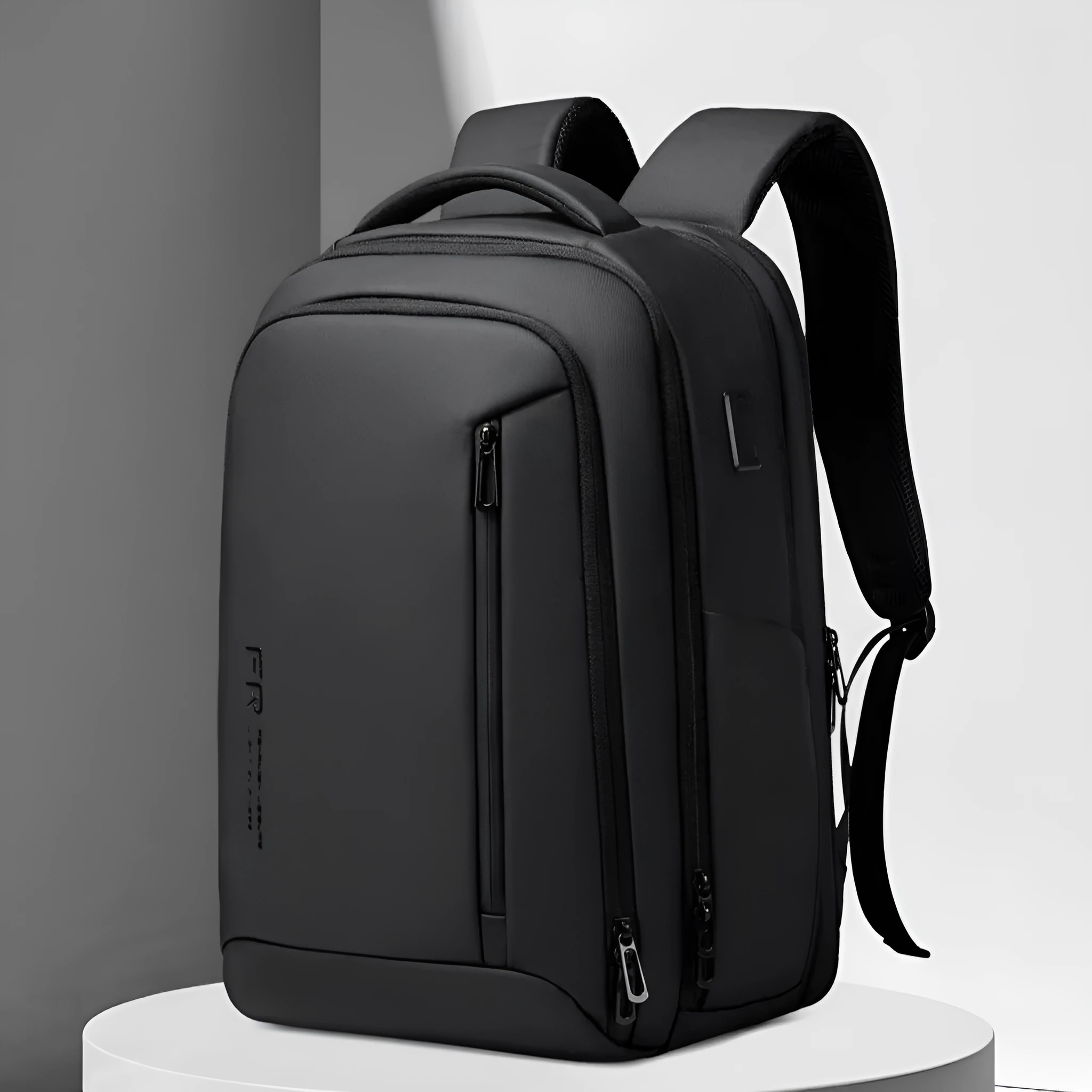Black Urban Simplicity Oxford cloth waterproof business computer bag with sewing detail, 20-35L capacity