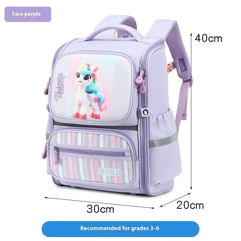 Childlike cute astronaut schoolbag in Dark Blue & Red with geometric pattern and air pillow belt