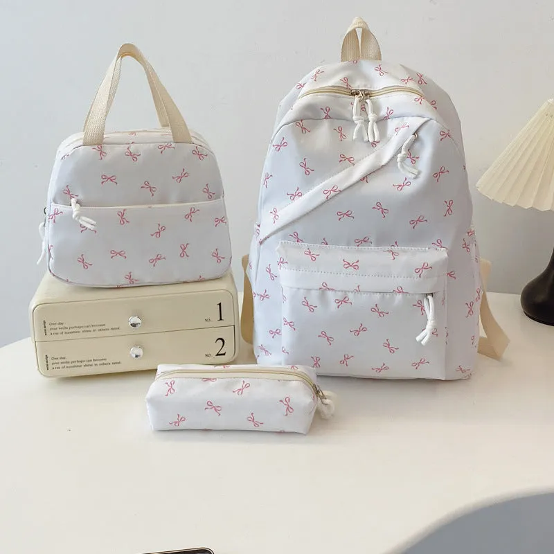 Nylon burden reduction backpack with flower print and airpillow straps in blue