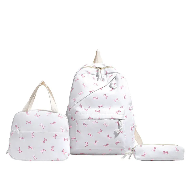 Nylon burden reduction backpack with flower print and airpillow straps in blue