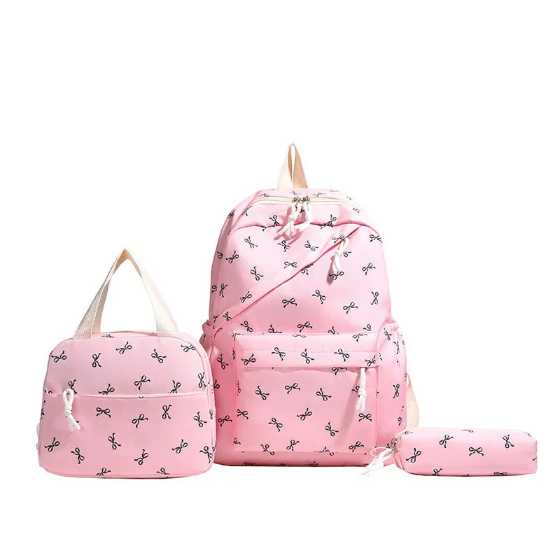 Nylon burden reduction backpack with flower print and airpillow straps in blue