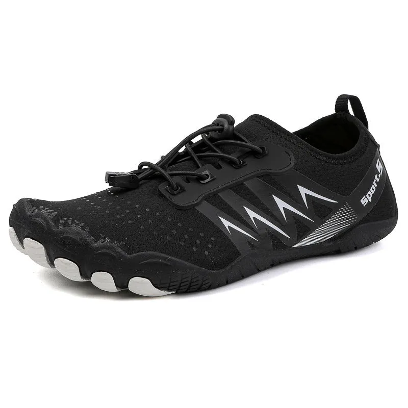 Low-top river tracing shoes with mesh upper in apricot colour with rubber sole