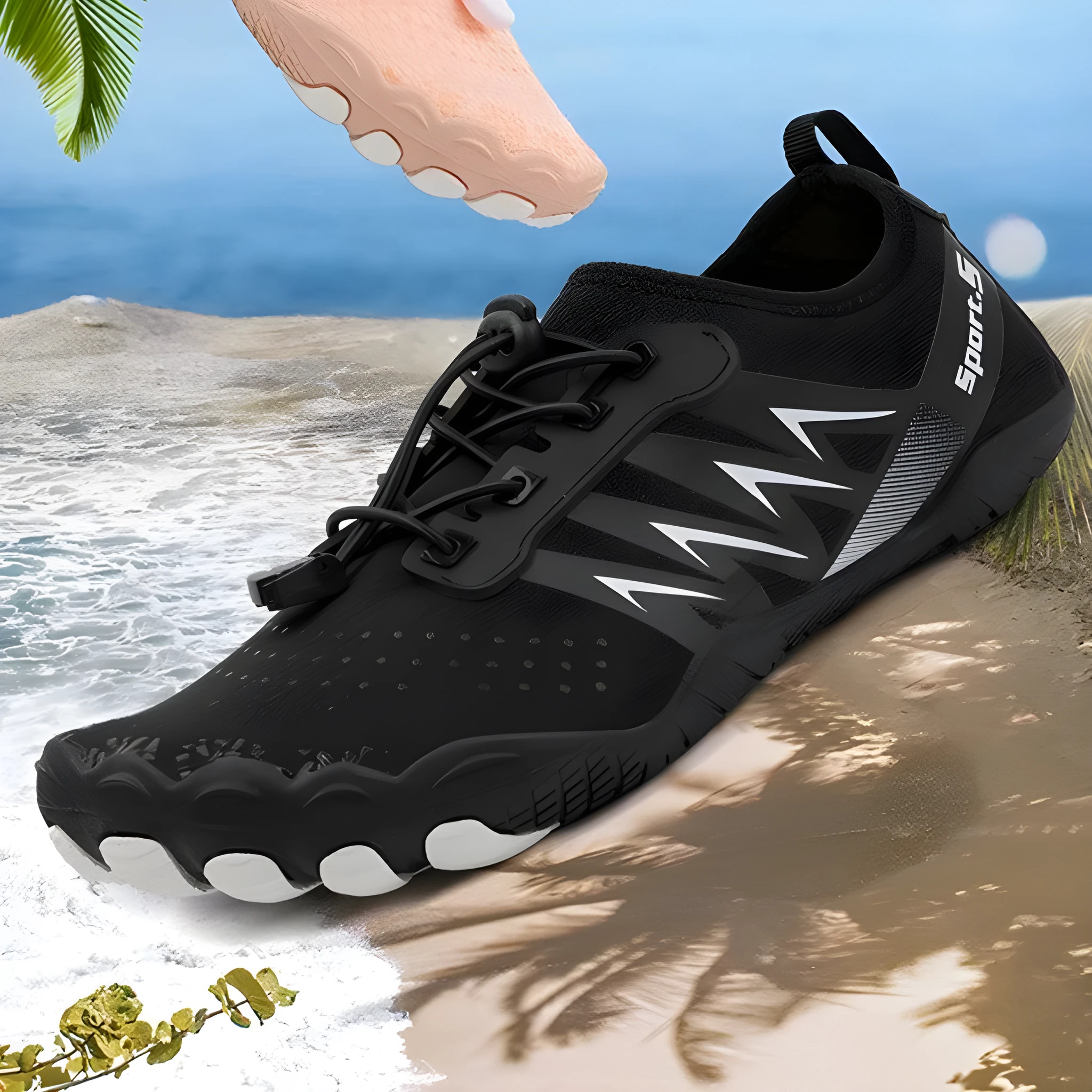 Low-top river tracing shoes with mesh upper in apricot colour with rubber sole