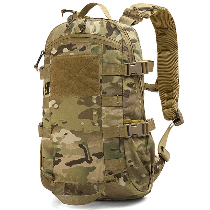 All Terrain Camouflage 20L nylon backpack with YKK zippers and curved shoulder straps