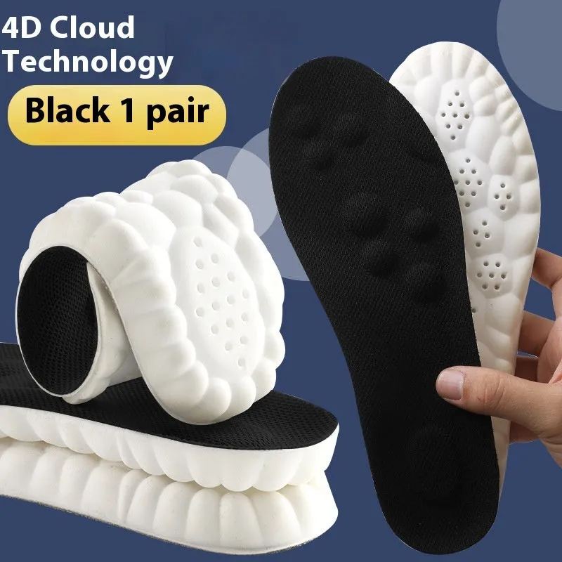 Pack of PU antibacterial arch massage insoles in black, grey, green, orange for sizes 35-46