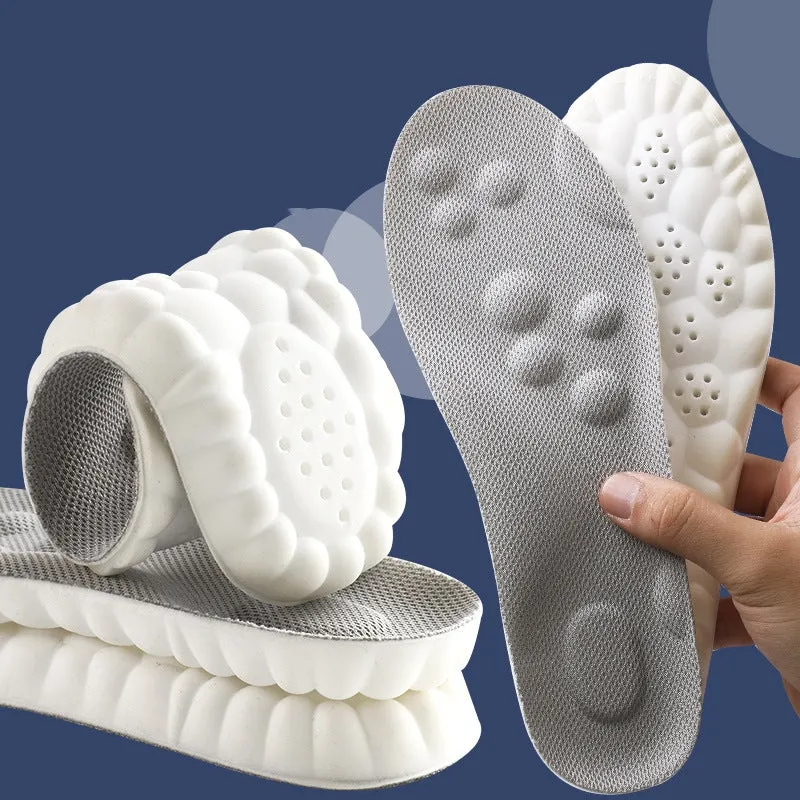 Pack of PU antibacterial arch massage insoles in black, grey, green, orange for sizes 35-46