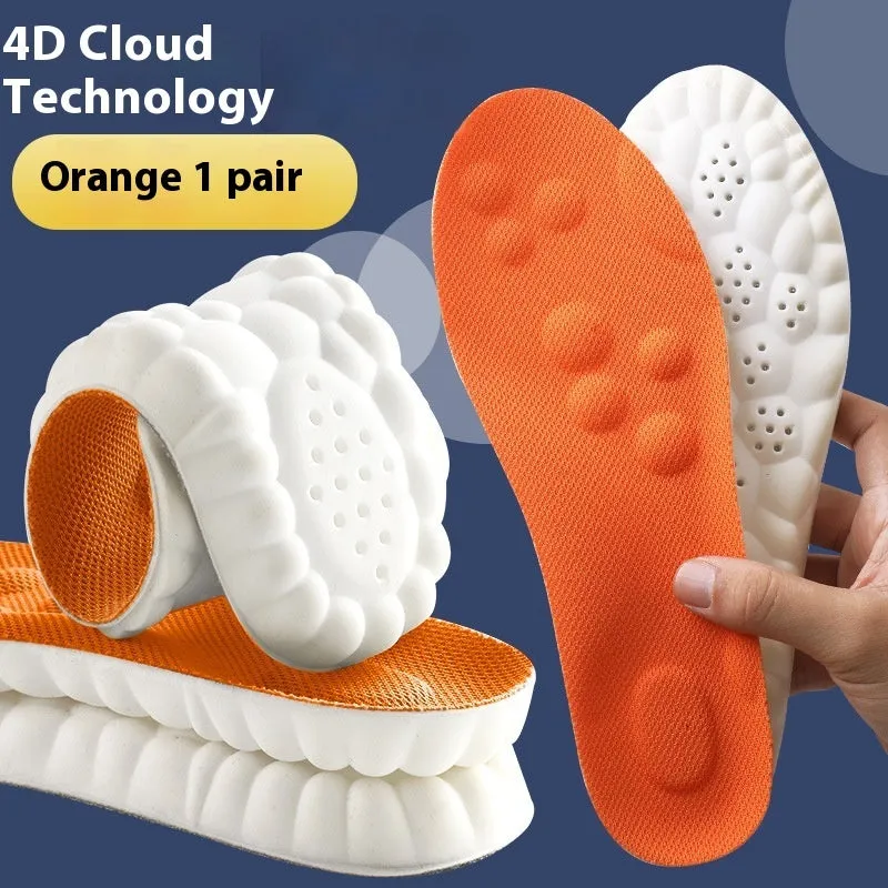 Pack of PU antibacterial arch massage insoles in black, grey, green, orange for sizes 35-46