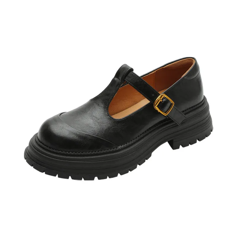 Vintage Mary Jane T-strap pumps for women, low heel, microfiber upper, round toe, buckle closure in black