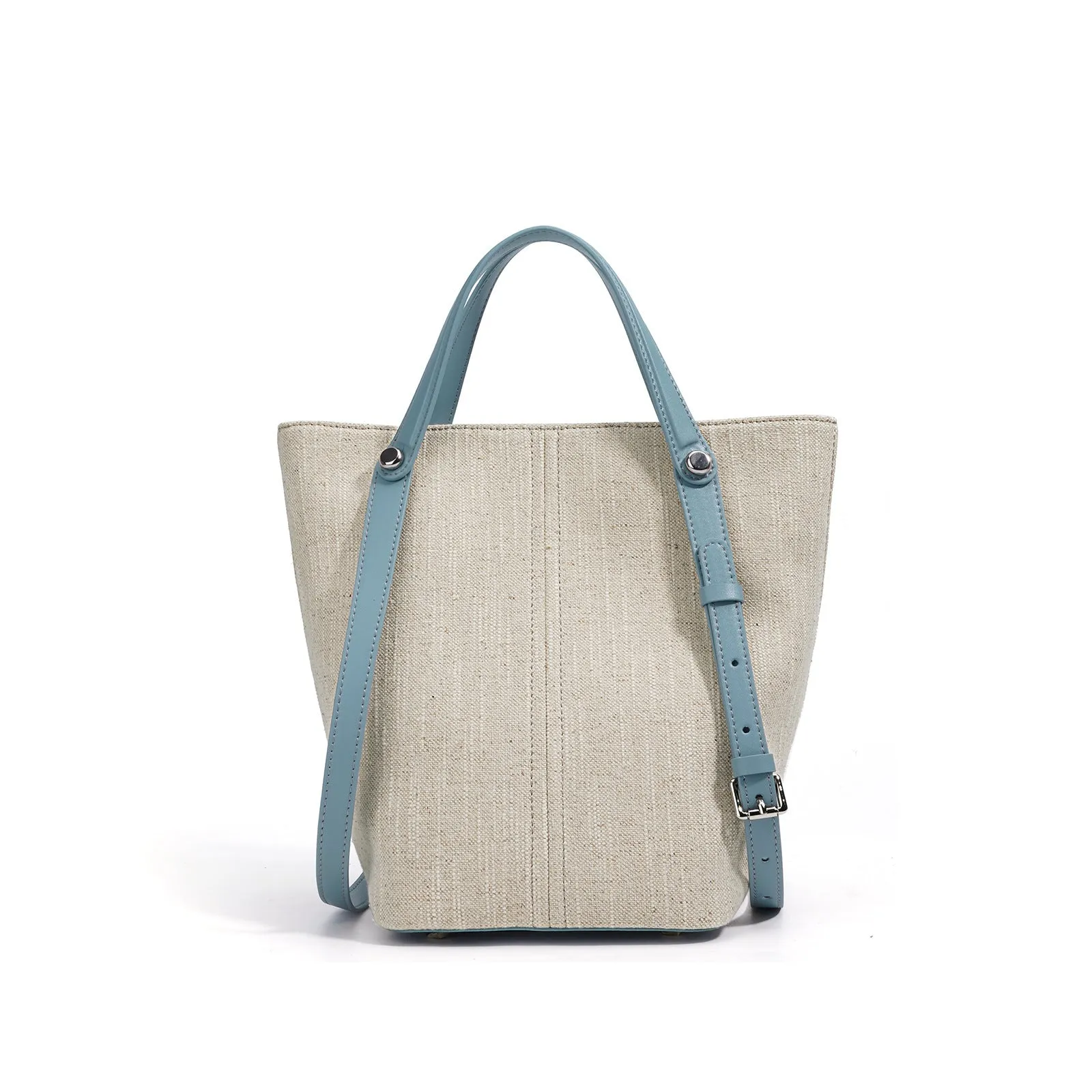 Genuine leather shoulder bag in Linen Black with contrast stitching and open pocket