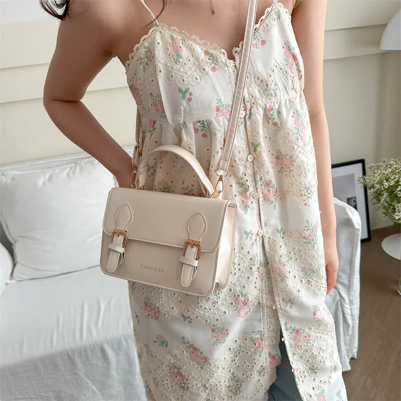 Soft PU small square bag in Western style, horizontal shape, available in six colours including black and khaki