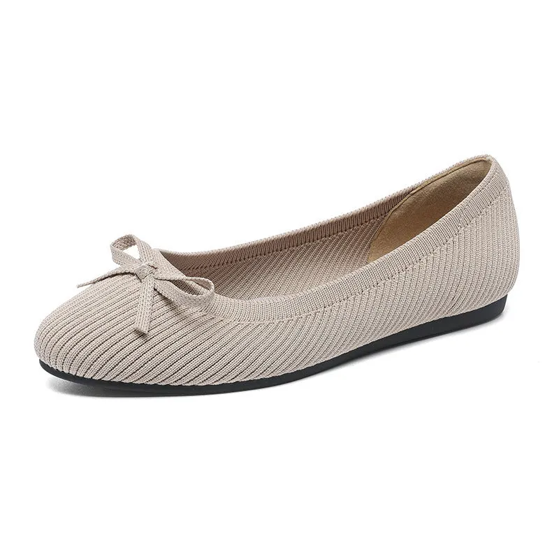 Women's round toe flat pumps with fabric upper in butterfly print colours