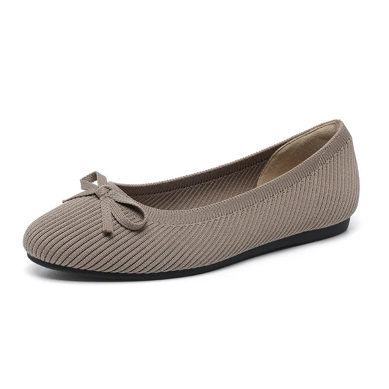 Women's round toe flat pumps with fabric upper in butterfly print colours