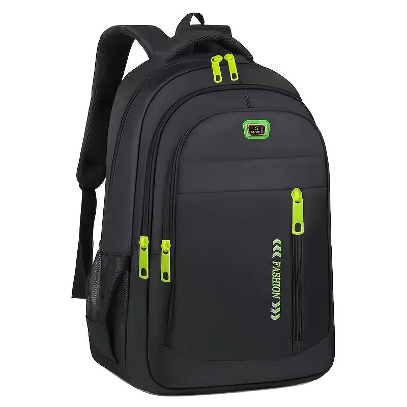 Commuter large capacity lightweight waterproof Oxford cloth backpack with air pillow belt in black