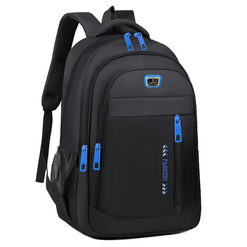 Commuter large capacity lightweight waterproof Oxford cloth backpack with air pillow belt in black