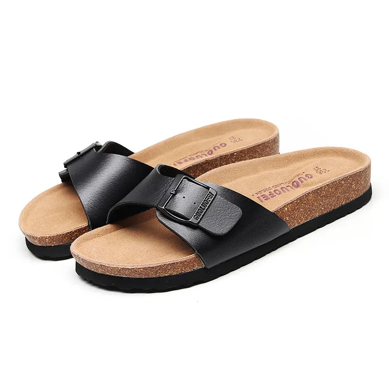 Flat non-slip beach slippers with EVA sole and artificial PU upper, available in multiple colours and sizes 35-46